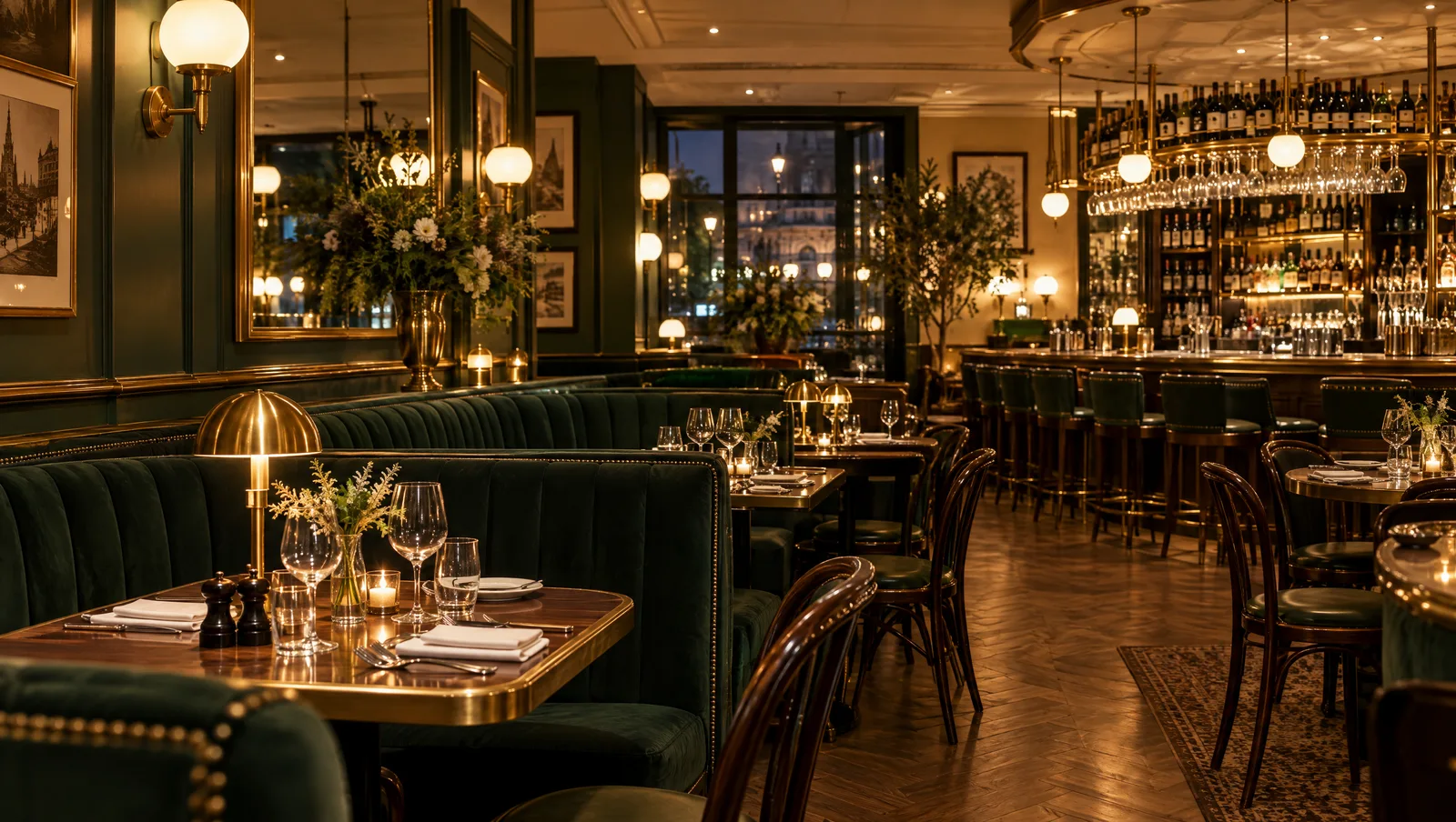 Salle du bistrot le soir